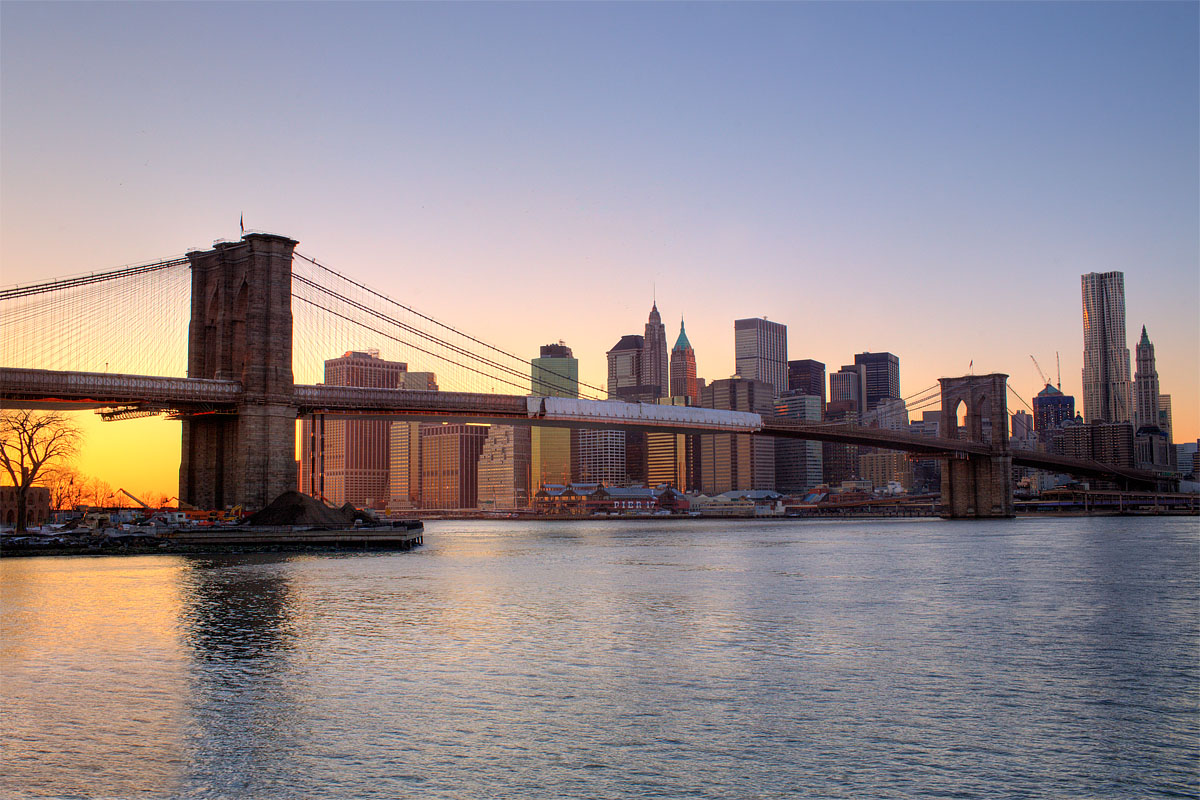 brooklyn broklin bridge ponte tramonto sunset hdr new york city nyc u.s.a. america Canon 35mm f/1.4 5d ff