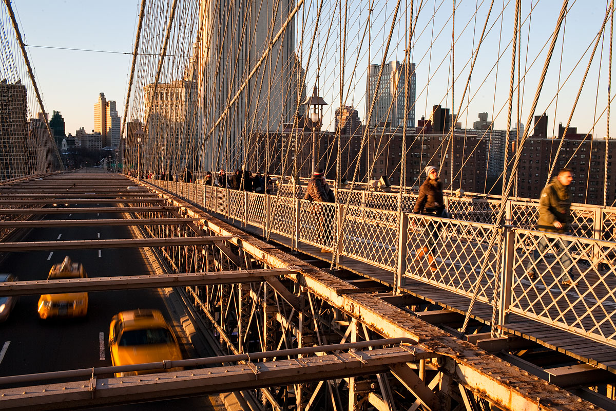 ponte di brooklyn bridge taxi tramonto sunset new york city nyc u.s.a. america Canon 35mm f/1.4 5d ff